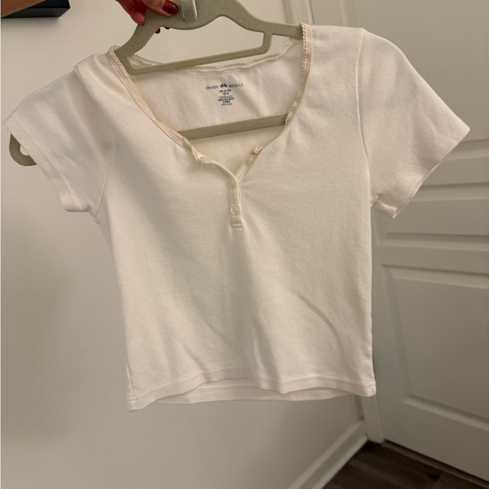 Brandy Melville Cream Short Sleeve Tee